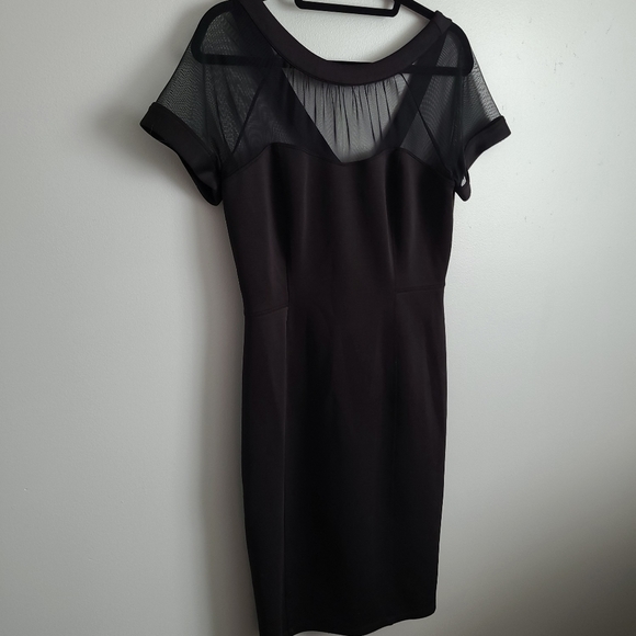 PLUS SIZE Black Illusion Yoke Sheath Dress Size 14 - Picture 3 of 5